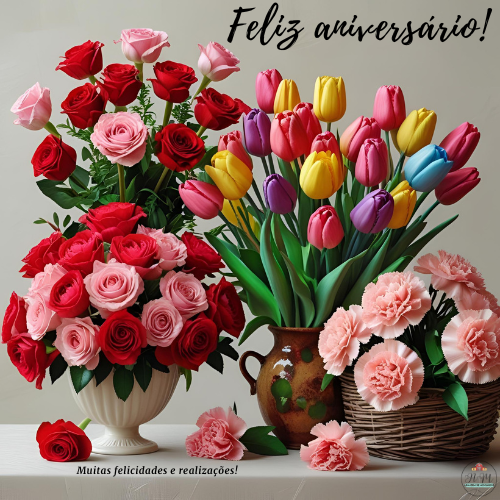 Feliz aniversário! Muitas felicidades e realizações!
